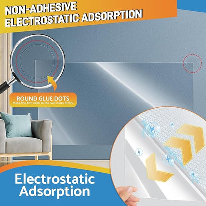 Self- Adhesive Transparent Electrostatic Wall Protection Film (Buy 1 Get 1 Free)💯