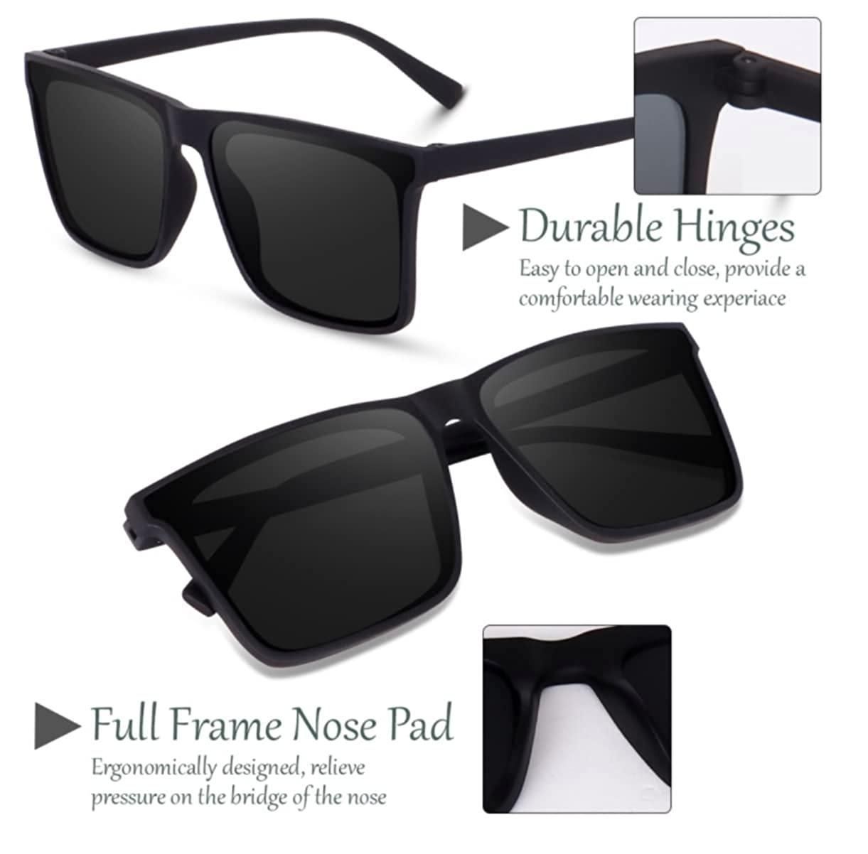 UV Protection Retro Square Sunglasses (Free Size) (For Men & Women, Black) 😎